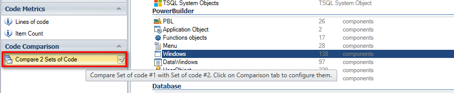 Comparación de códigos de la barra de navegación de Visual Expert