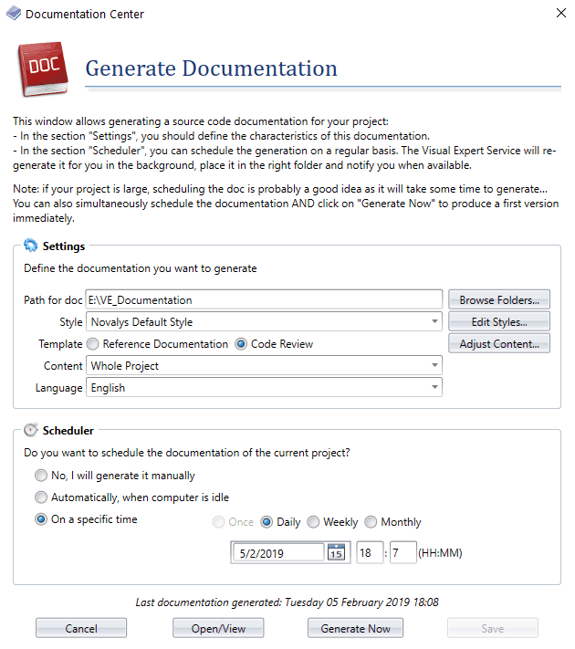 Customize code documentation with advanced settings