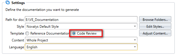 Generate Code Review Report using Visual Expert