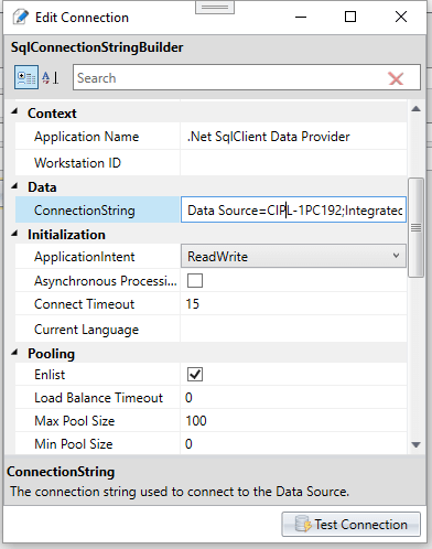 Edit SQL Server Connection String in Visual Expert