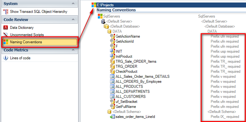 Vérifier la convention de nommage pour le serveur SQL au niveau de l'application