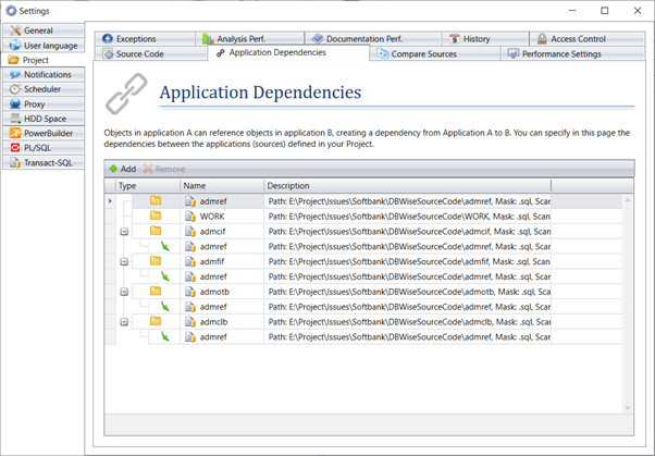 Open Application Dependencies in VE
