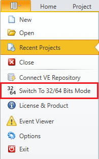 Select 32 or 64 Bits Mode