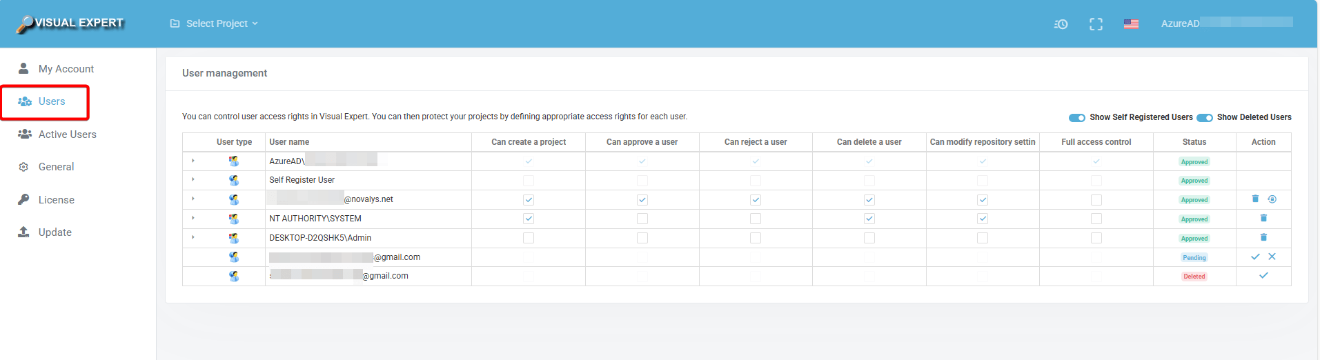 Access User management - VE Web