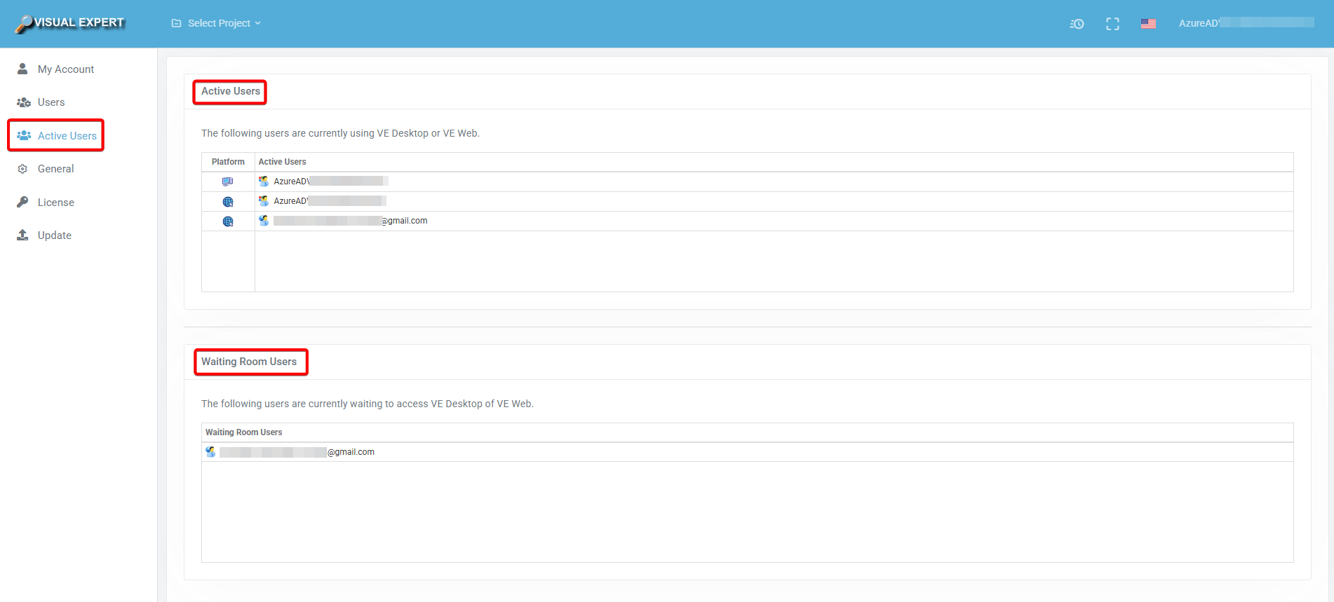 Active Users - VE Web