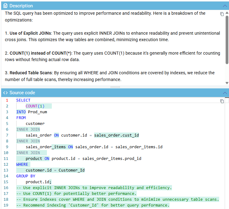 Optimisations proposées par l’IA