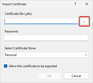 Browse your IIS certificate file