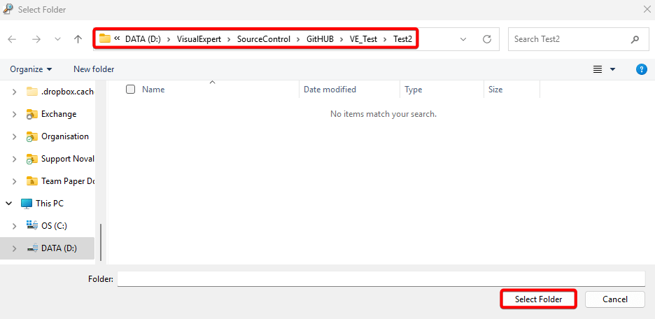 select Source Code Folder
