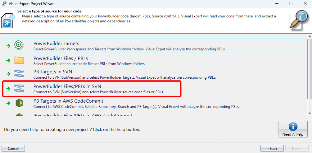 Select Files/PBLs in SVN Folder