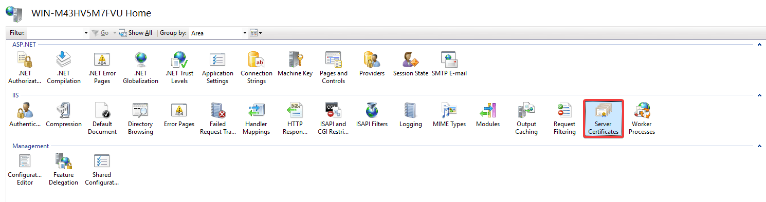 Click on Server Certificates icon