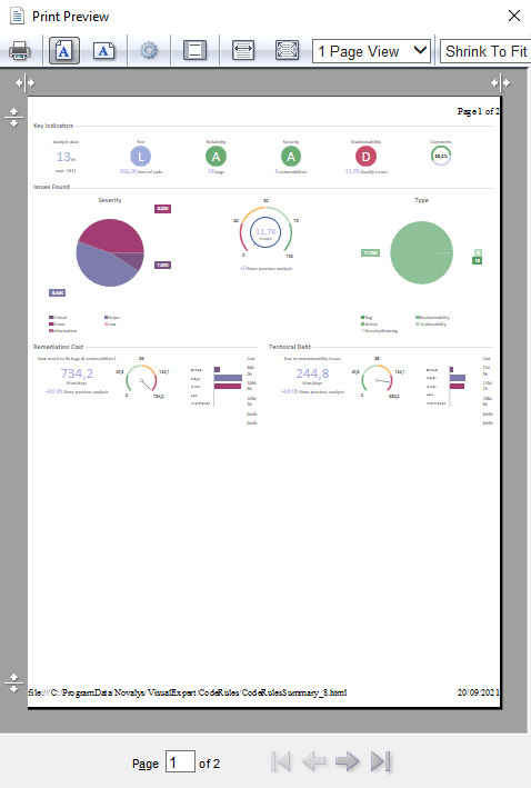 Print Preview - Code Inspection Dashboard