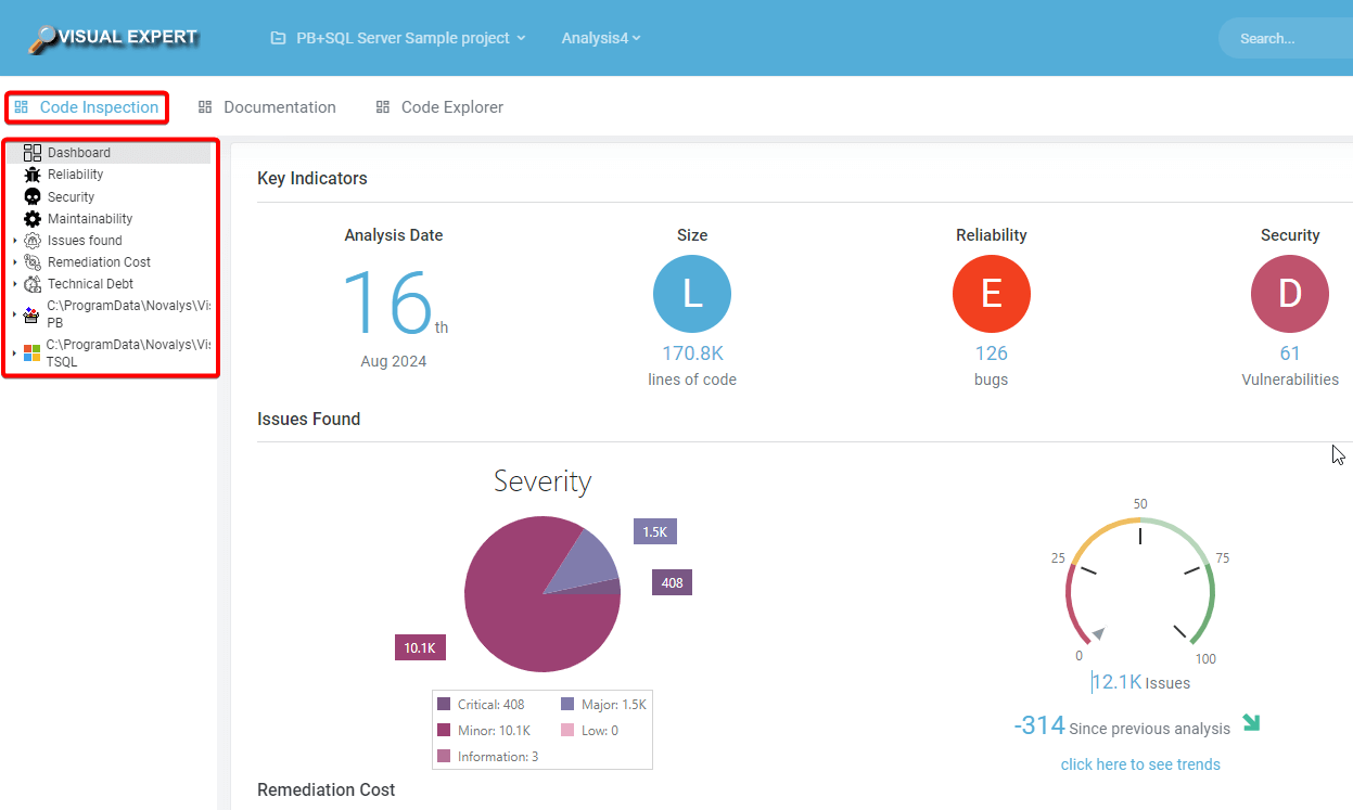 Code Inspection Dashboard Web