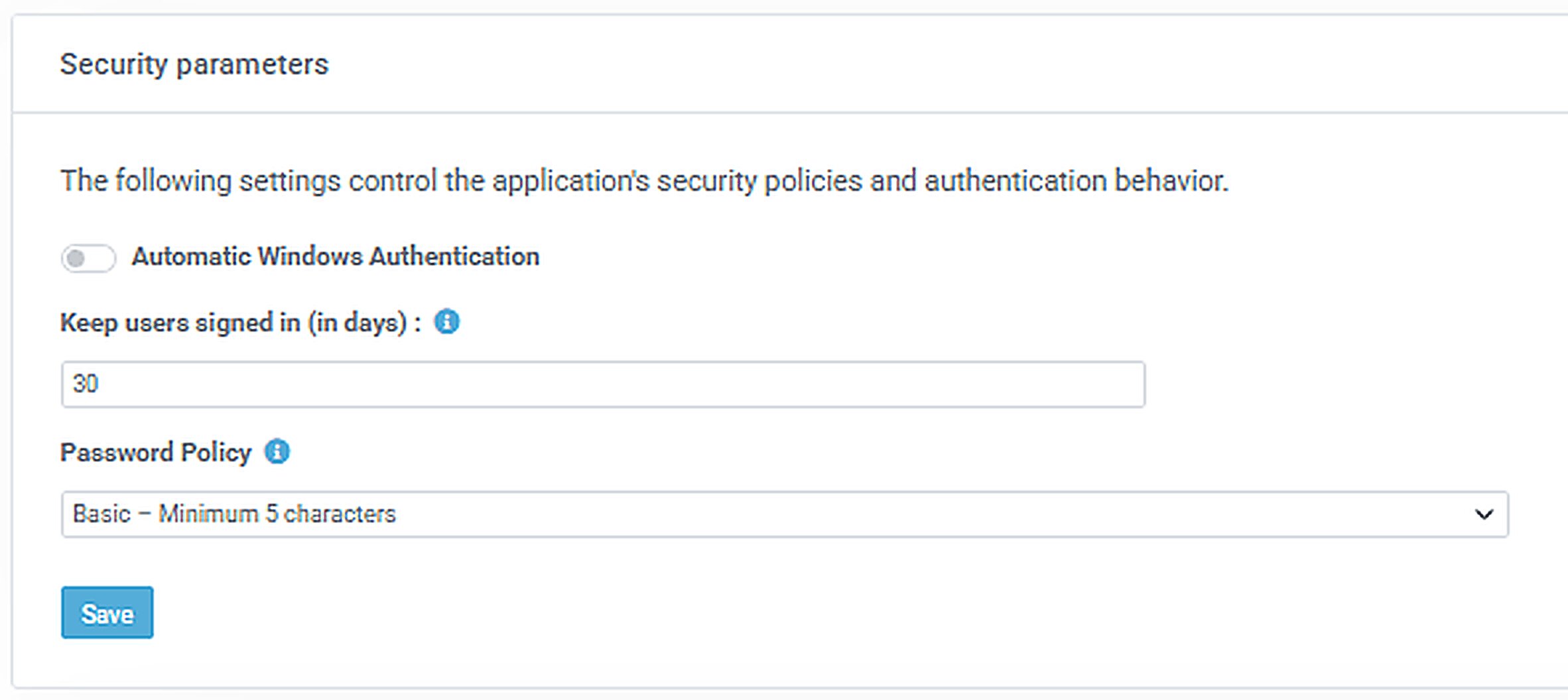 Configure Security Parameters