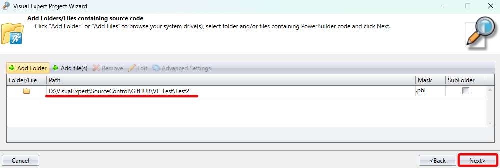 Confirm PBL folder path