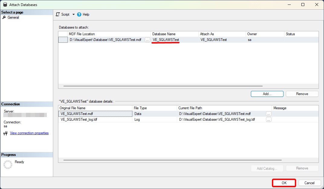 Confirm SQL Database Name