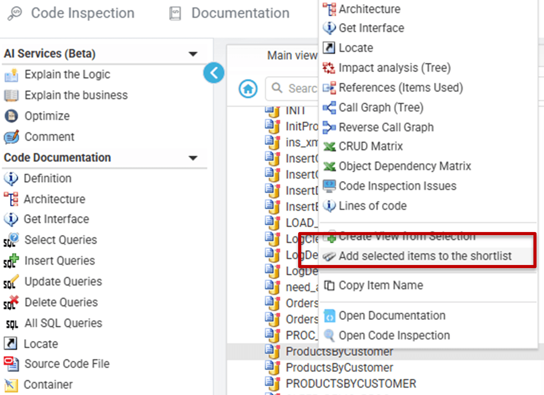 Creating a custom list of objects in Code Explorer