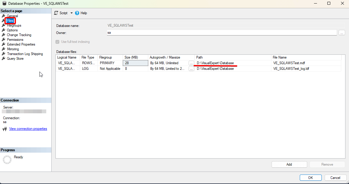 Confirm new path for SQL Server Database