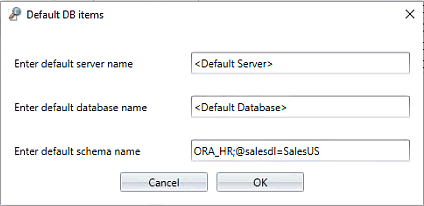 Set the Default Schema name and Database Link Target 