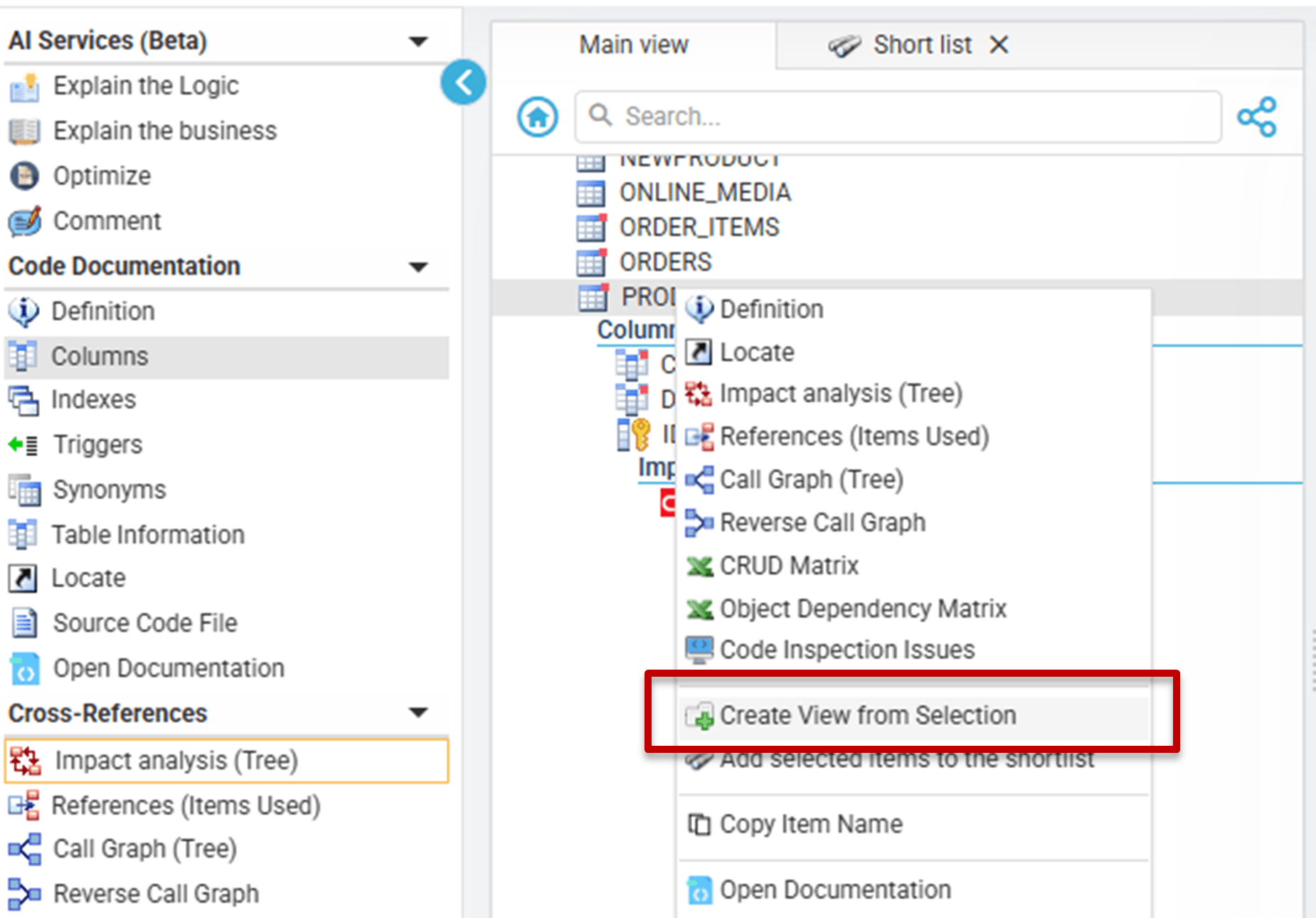 Detaching a subset of the Main View in Code Explorer