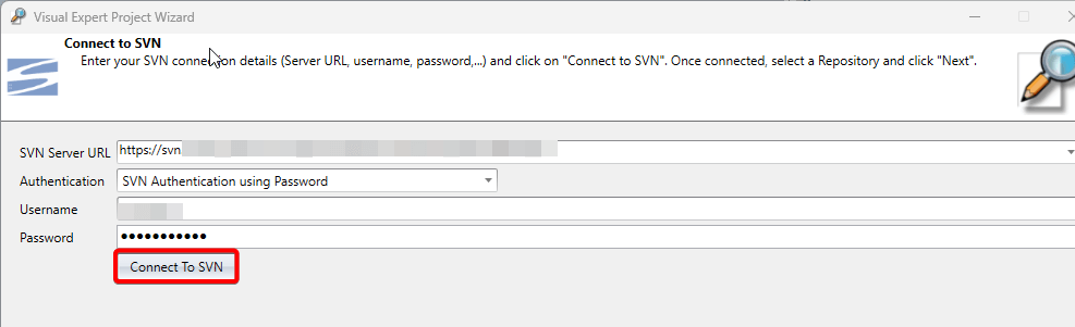Enter SVN Server URL