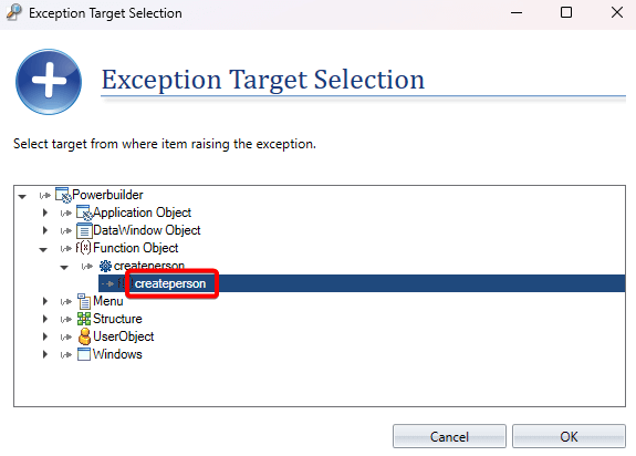Exception Target Selection