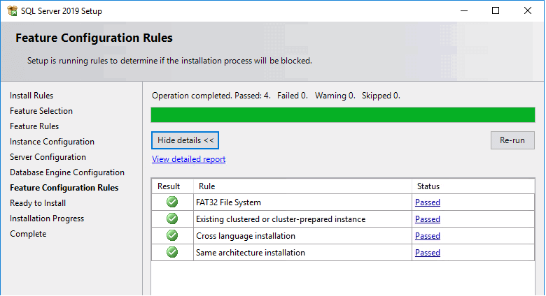 Reglas de configuración de funcionalidades