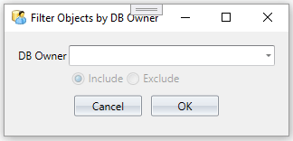Filter Objects by DB Owner Window
