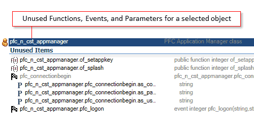Find unused PowerBuilder Functions, Events or Parameters