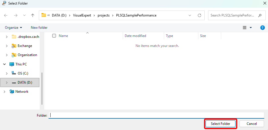 Oracle PL/SQL folder selection
