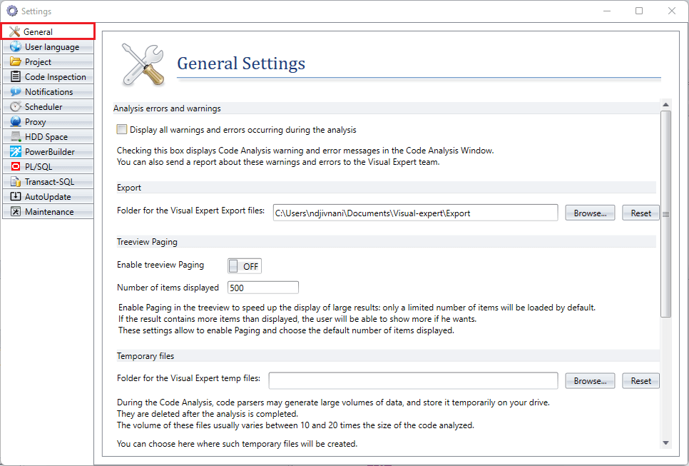 General Settings - TreeView Paging