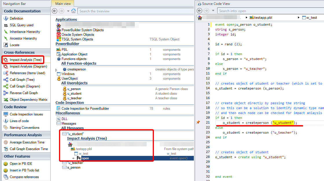 Impact analysis for references
