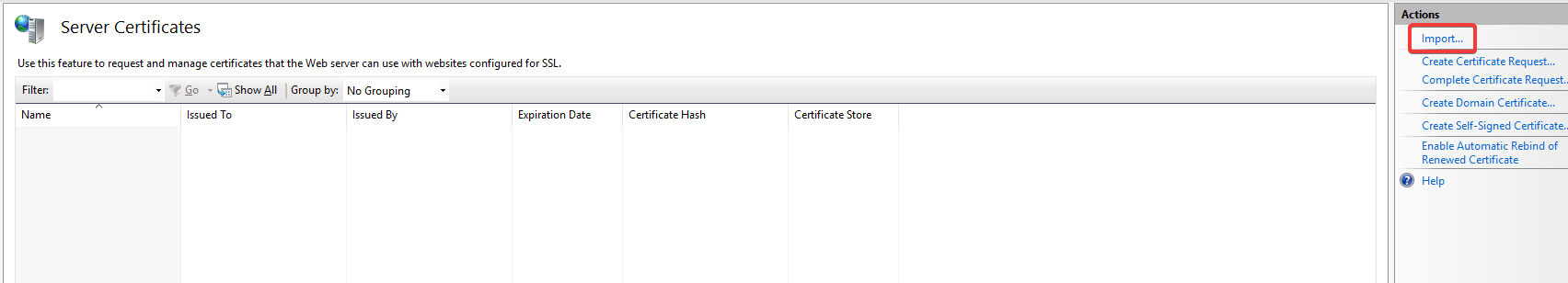 Import Server Certificates