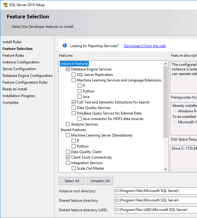 Install Selected Components of SQL Server