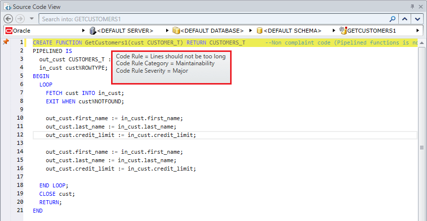 Issue Details highlighted in Source Code