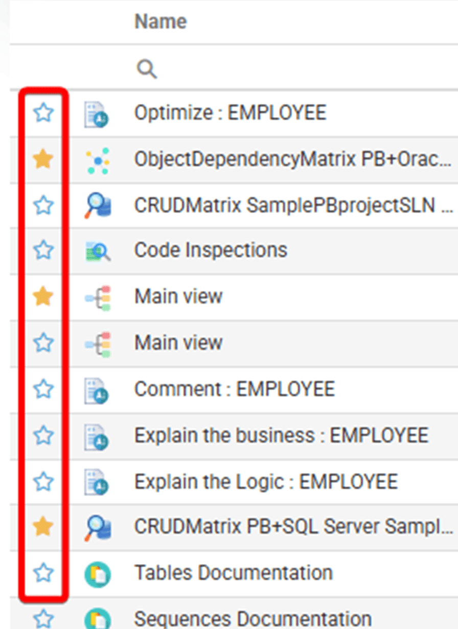 Marking documents as Favorites