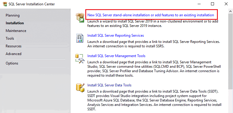 新SQL Serverスタンドアロンインストール