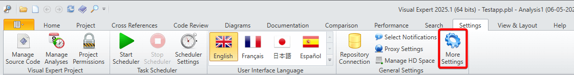 Open ExceptionBox Settings
