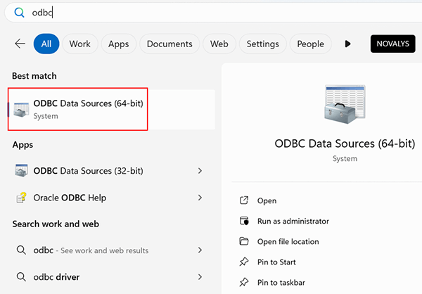 Open ODBC Data Sources