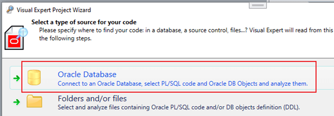 Select Oracle Database in Wizard