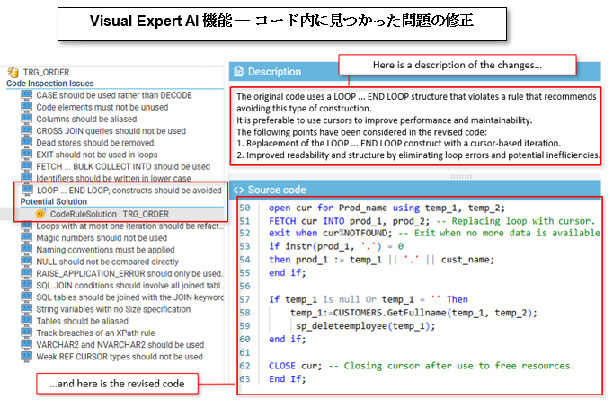 Oracle PL/SQLコードで見つかった問題の修正