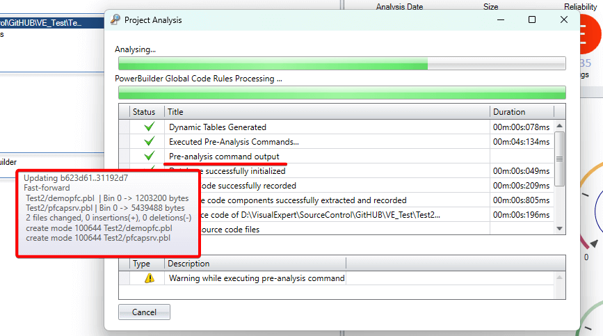 Per-Analysis Command Output