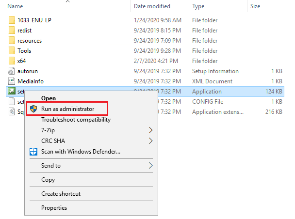 Run Setup File as Administrator