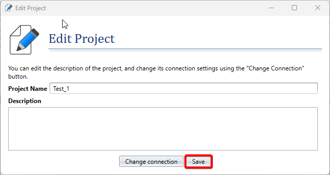 Save Project Connection Settings