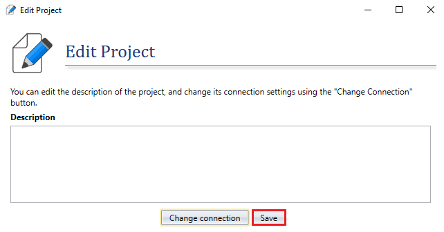 Save Project Connection Settings