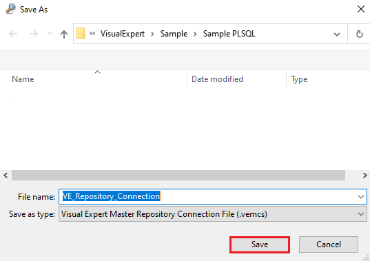Save VE Repository Connection File