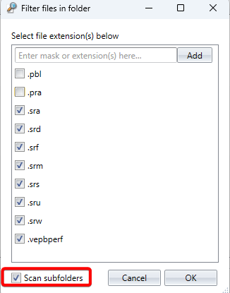 Scan Subfolders Extensions