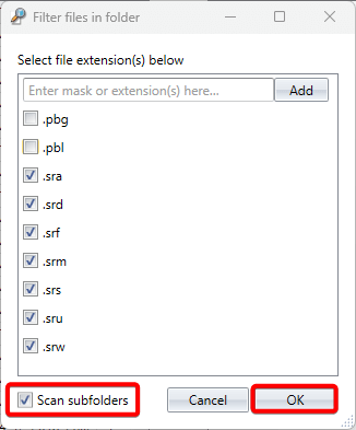 Scan ws objects subfolders