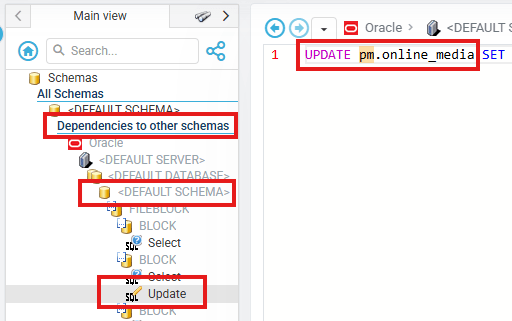 Dependencies to Other Schemas – result view