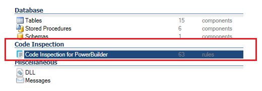 Select Code Inspection for PowerBuilder