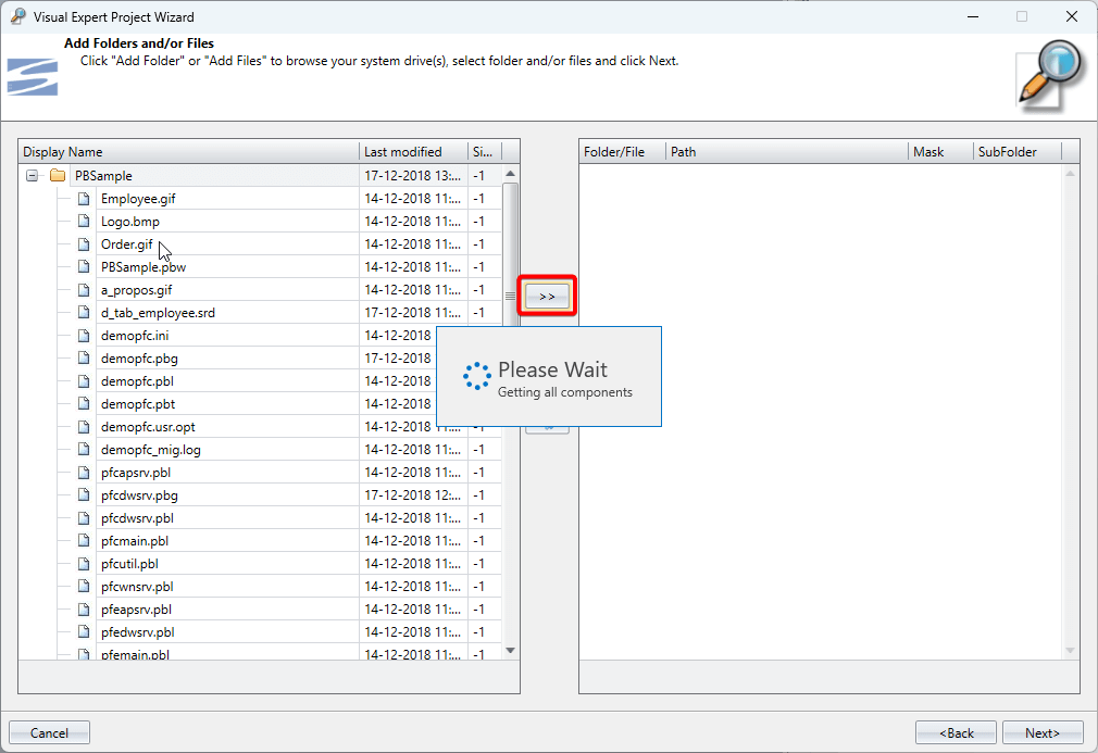 Select the parent folder for ws objects